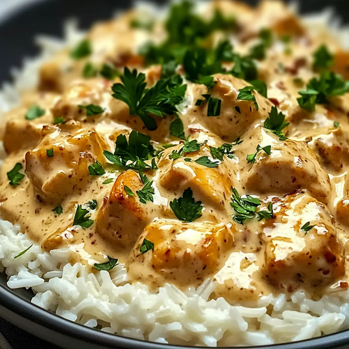 Cremiges Hähnchen mit Reis: Das perfekte, schnelle Dinner