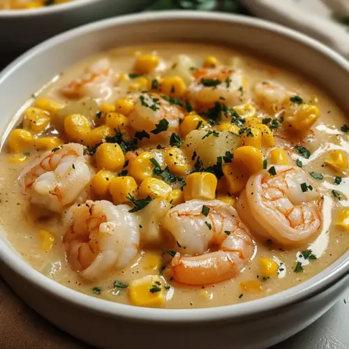 Garnelen- und Maiscremesuppe