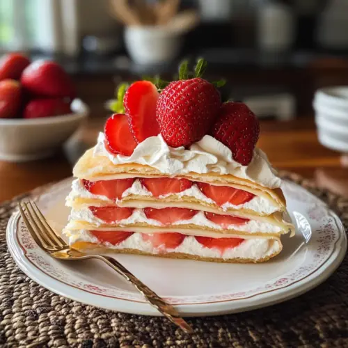 Erdbeer-Crêpe-Kuchen