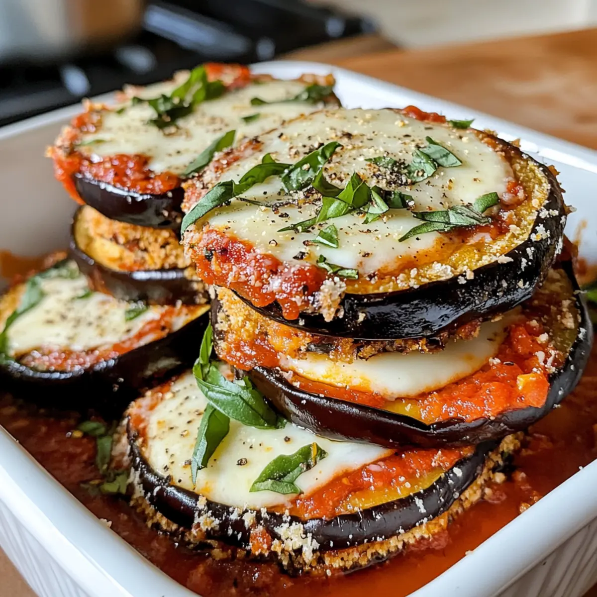 Auberginen-Parmesan-Stapel