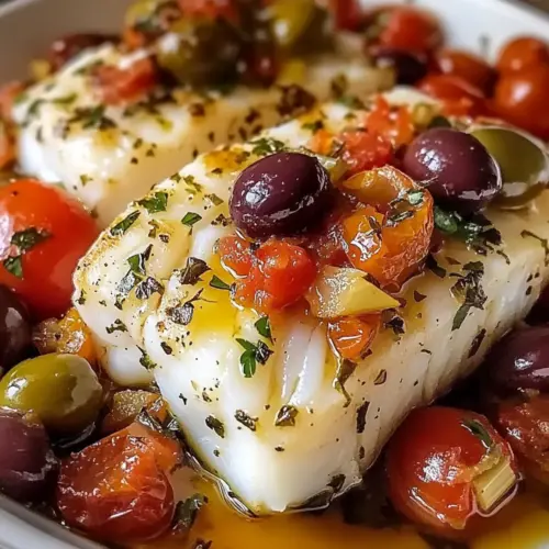 Mediterraner gebackener Kabeljau