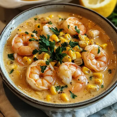 Garnelen- und Maiscremesuppe